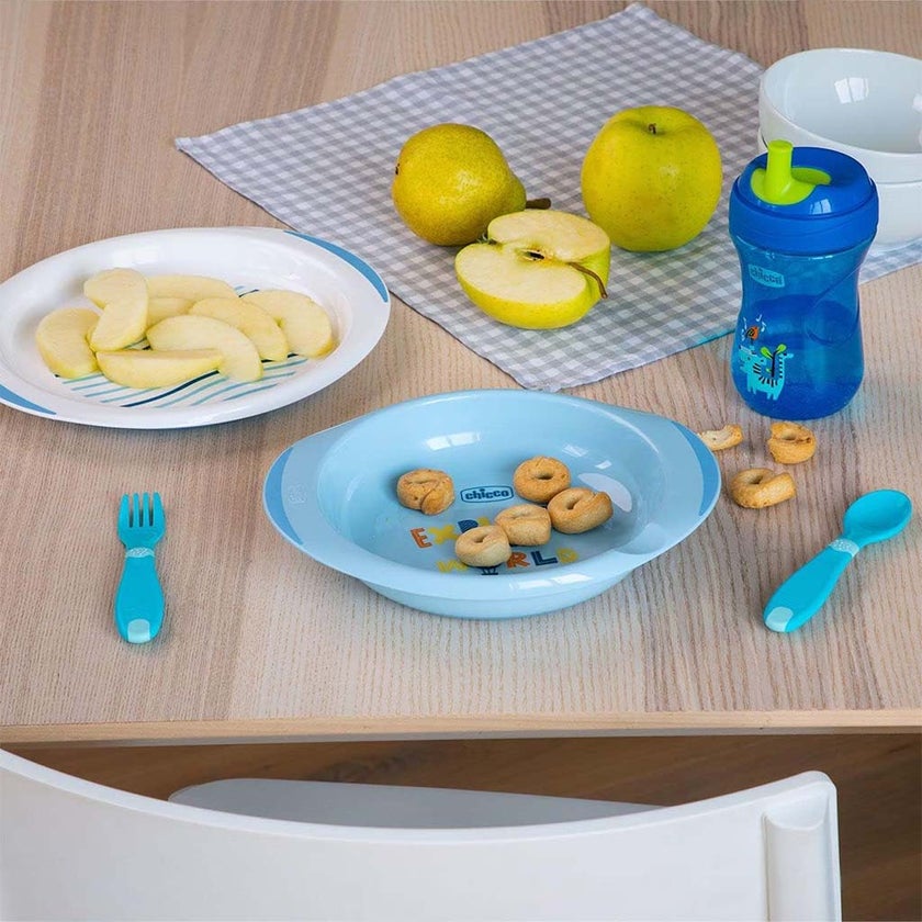 Chicco Weaning Set For 12 Months+ Baby - Blue, Pack of 5 Pieces