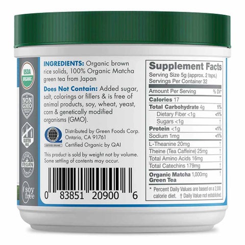 Green Foods Ceremonial Grade Matcha Green Tea Energy Blend Powder 156g