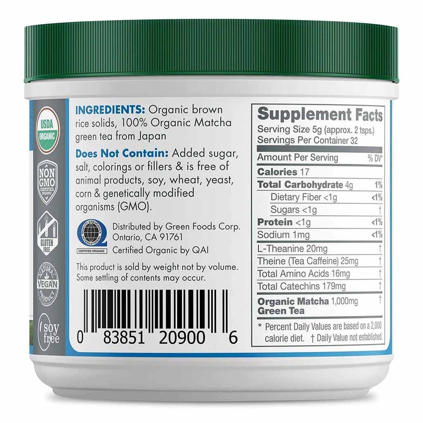 Green Foods Ceremonial Grade Matcha Green Tea Energy Blend Powder 156g