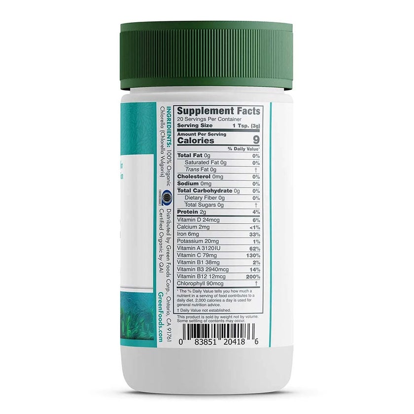 Green Foods Pure Organic Chlorella Powder 60g