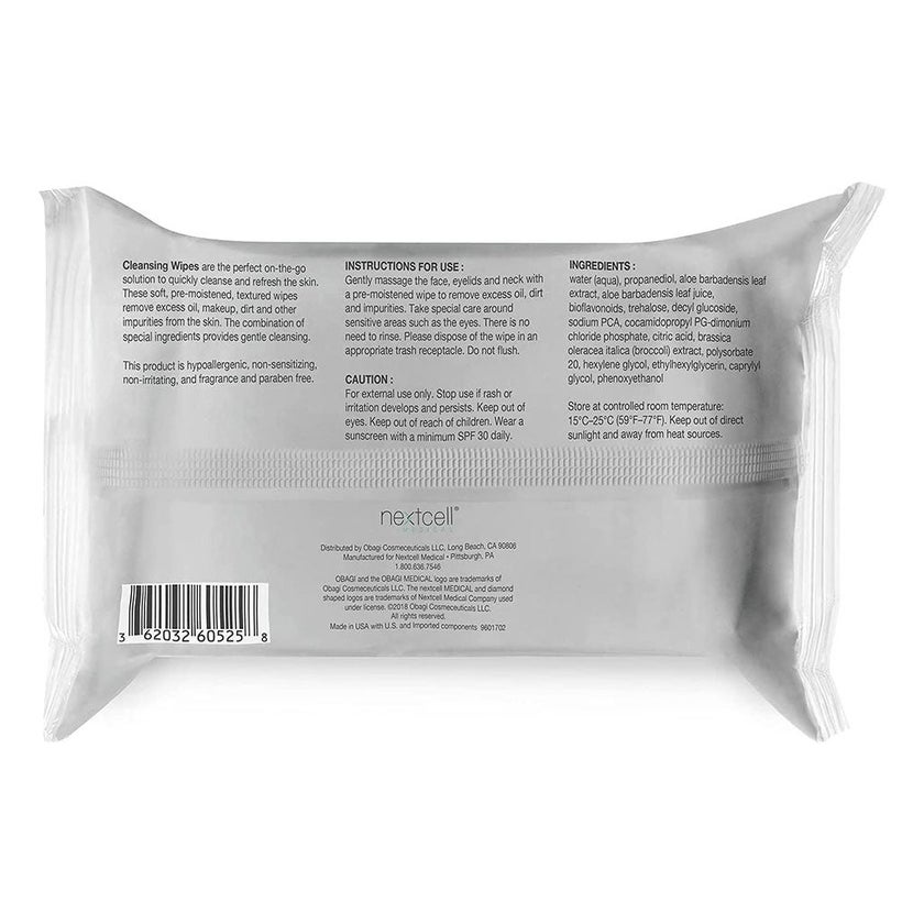Obagi Medical On The Go Cleansing & Makeup Removing Wipes For Oily & Acne Prone Skin, Pack of 25's