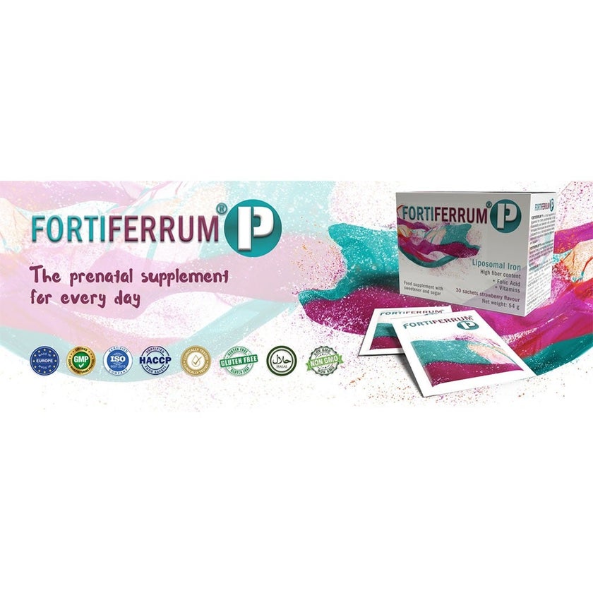 Fortiferrum P Liposomal Iron Supplement Sachets For Pregnancy With Fiber, Vitamins & Folic Acid, Pack of 30's