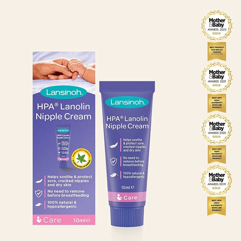 Lansinoh 100% HPA Lanolin Nipple Cream For Sore Nipples & Dry Cracked Skin 10ml