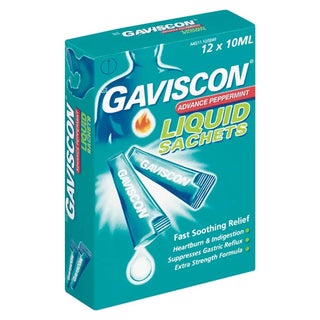 Gaviscon Advance Oral Sachets 10ml For Indigestion And Heartburn Peppermint Flavour, Pack of 12's