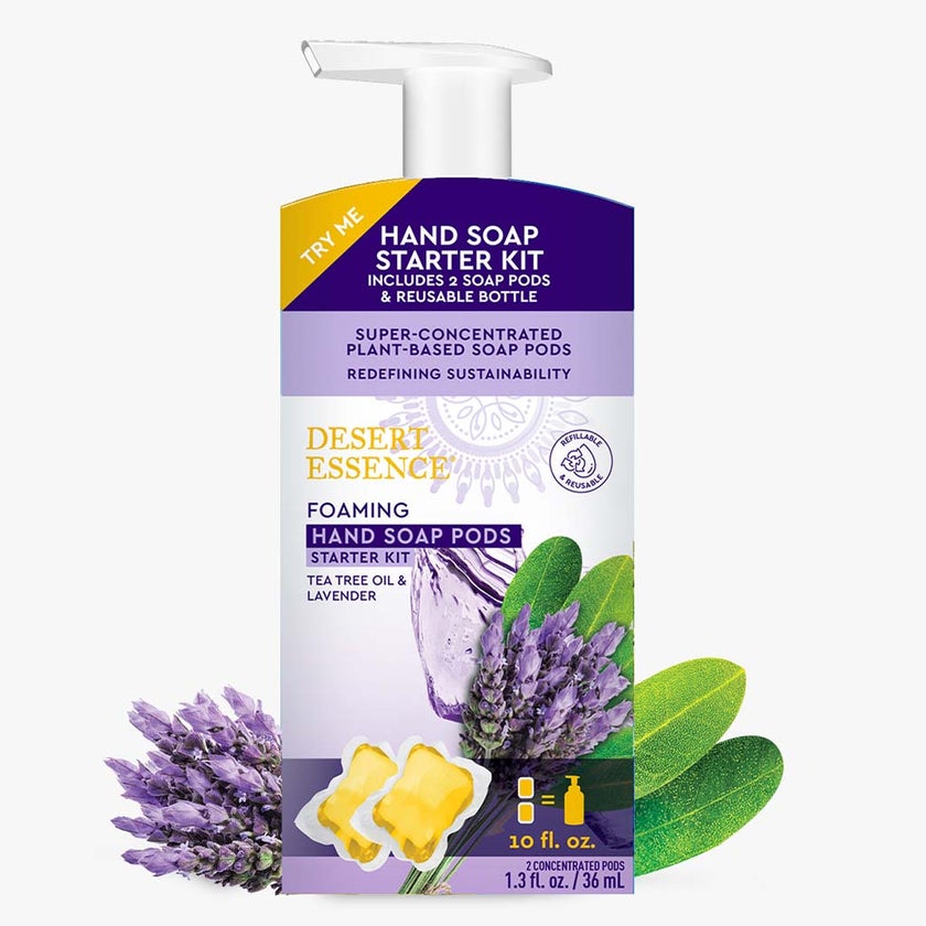 Desert Essence Foaming Hand Wash Pods Starter Kit With Tea Tree Oil & Lavender 36ml