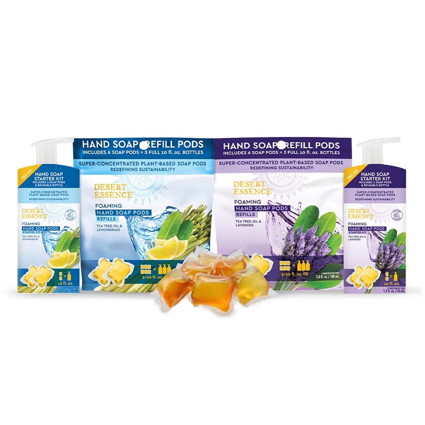 Desert Essence Foaming Hand Wash Pods Starter Kit With Tea Tree Oil & Lavender 36ml
