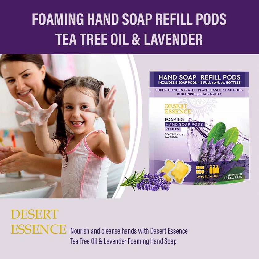 Desert Essence Foaming Hand Wash Refill Pods With Tea Tree Oil & Lavender 108ml
