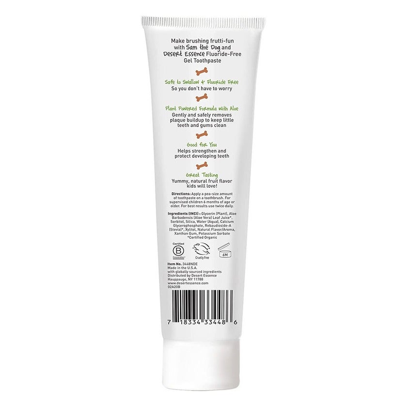 Desert Essence Tutti Frutti Fluoride-Free Kids Gel Toothpaste 133g