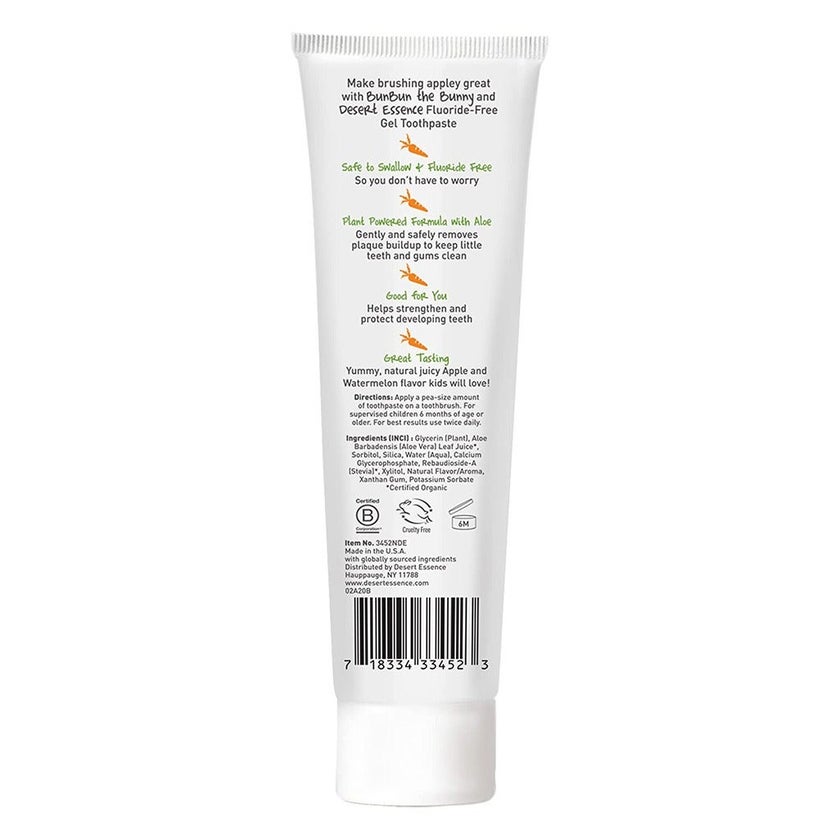 Desert Essence Green Apple & Watermelon Fluoride-Free Kids Gel Toothpaste 133g