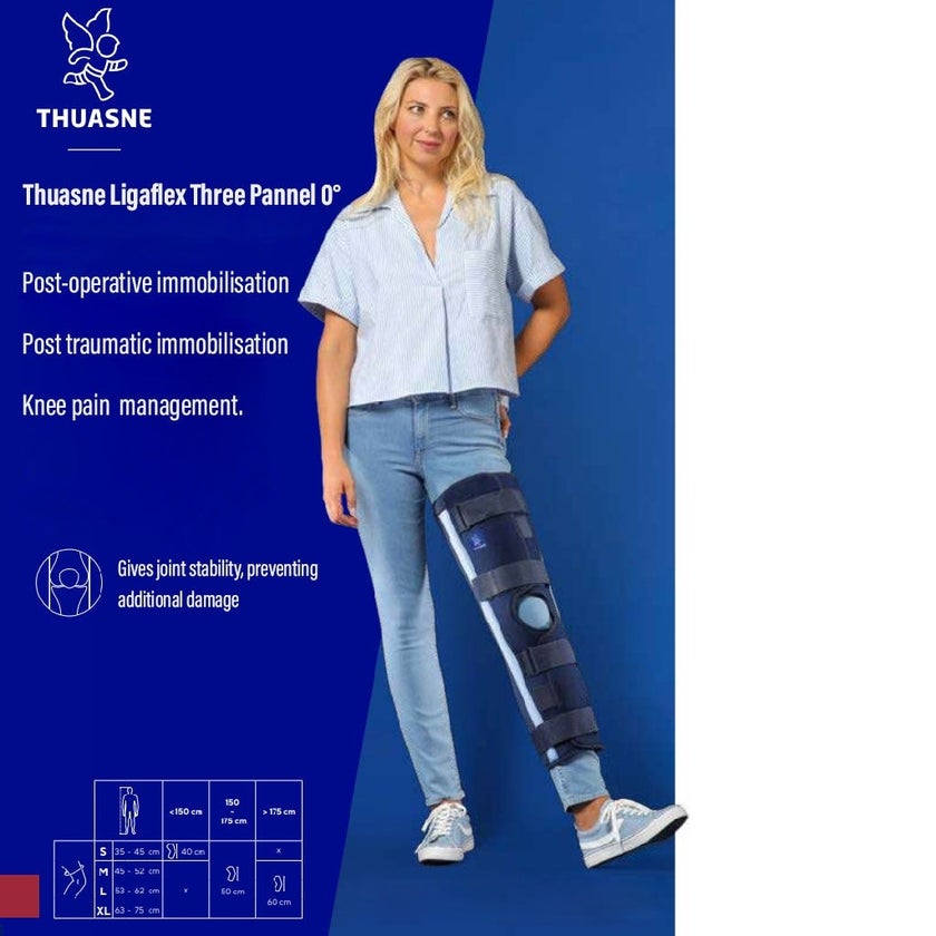 Thuasne Ligaflex Three Pannel Immo 0° Knee Immobilizer Small With Height 50cm