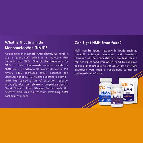 NMN Bio NAD+ 250mg Capsules, Anti-Aging Support - 30 Capsules