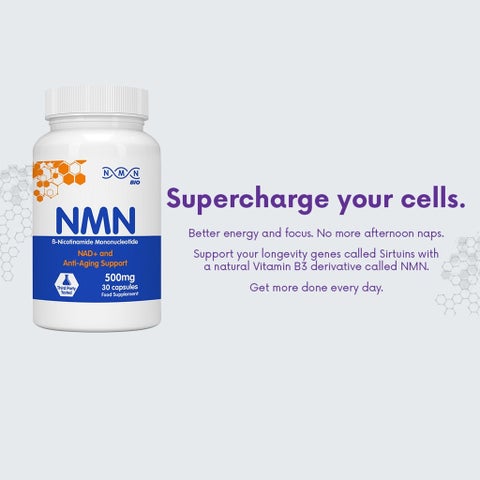NMN Bio NAD+ 500mg Capsules, Anti-Aging Support - 30 Capsules