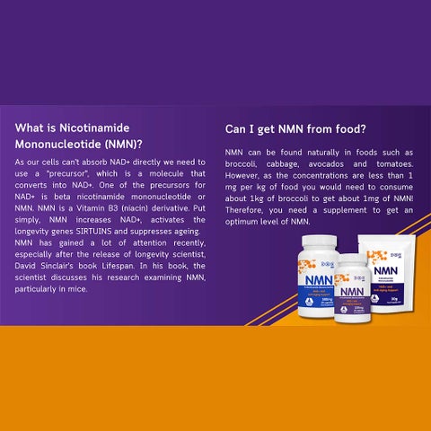 NMN Bio NAD+ 500mg Capsules, Anti-Aging Support - 30 Capsules