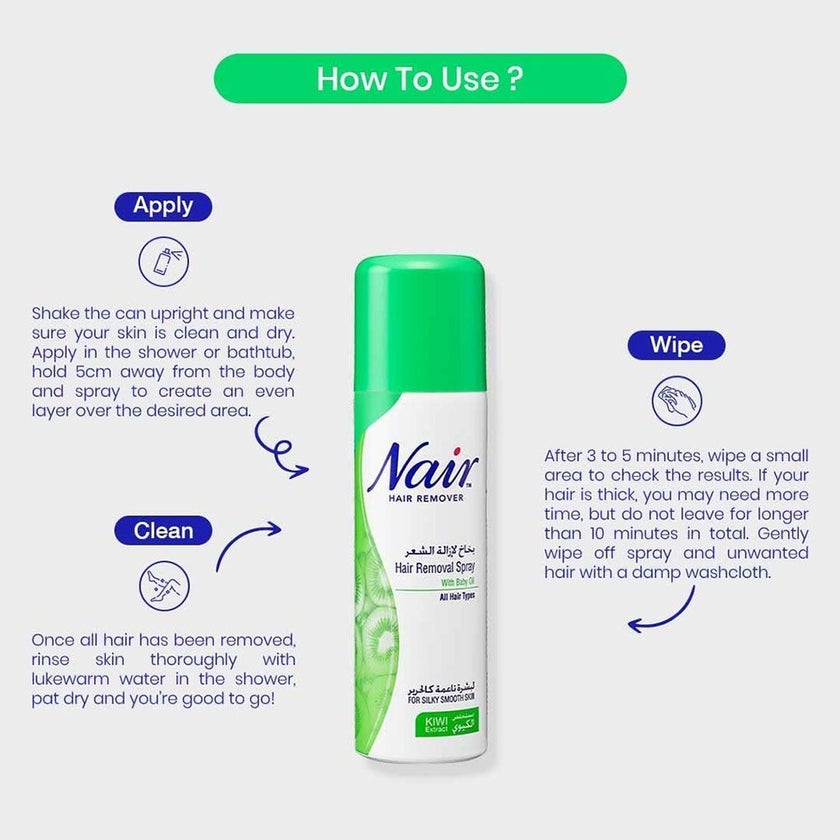 Nair Hair Removal Spray With Baby Oil & Kiwi Extract 200ml