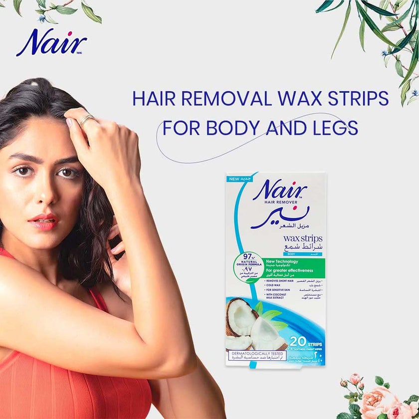 Nair Hair Remover Body Wax Strips With Coconut Milk Extracts, Pack of 20's