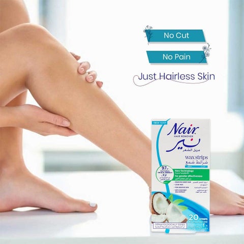 Nair Hair Remover Body Wax Strips With Coconut Milk Extracts, Pack of 20's