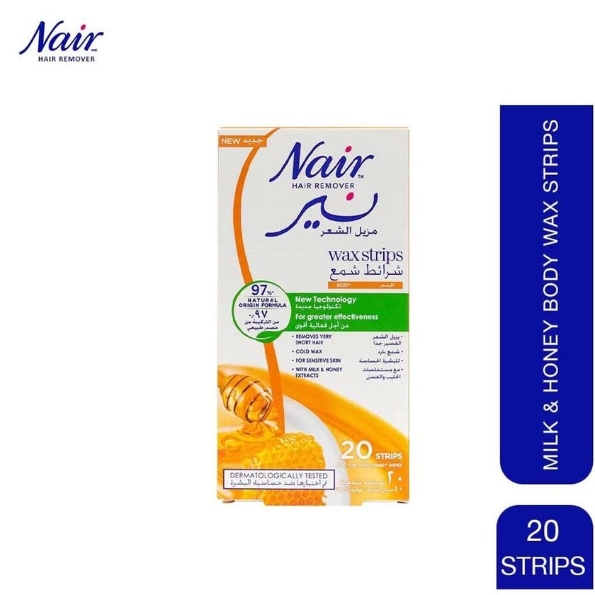 Nair Hair Remover Body Wax Strips With Milk & Honey Extract, Pack of 20's