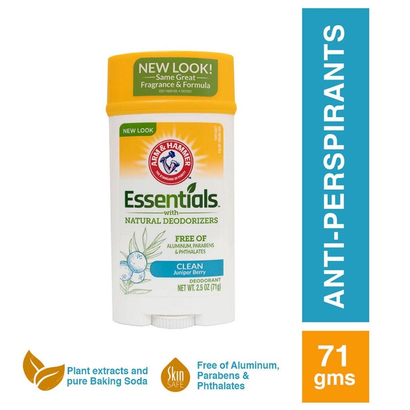 Arm & Hammer Essentials Solid Aluminium Free Deodorant With Natural Deodorizers, Clean 71g