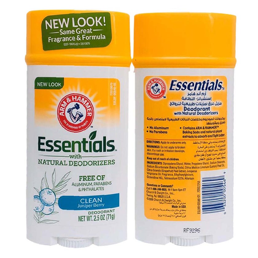 Arm & Hammer Essentials Solid Aluminium Free Deodorant With Natural Deodorizers, Clean 71g