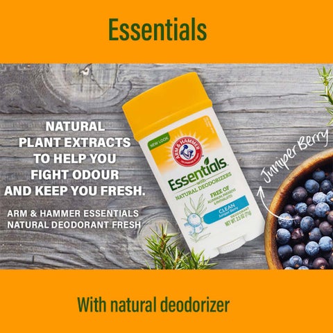 Arm & Hammer Essentials Solid Aluminium Free Deodorant With Natural Deodorizers, Clean 71g