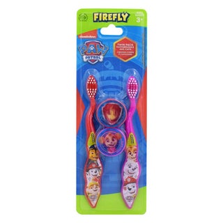 Firefly Paw Patrol 2 Toothbrushes And 2 Caps Twin Pack For 3+ Year Kids