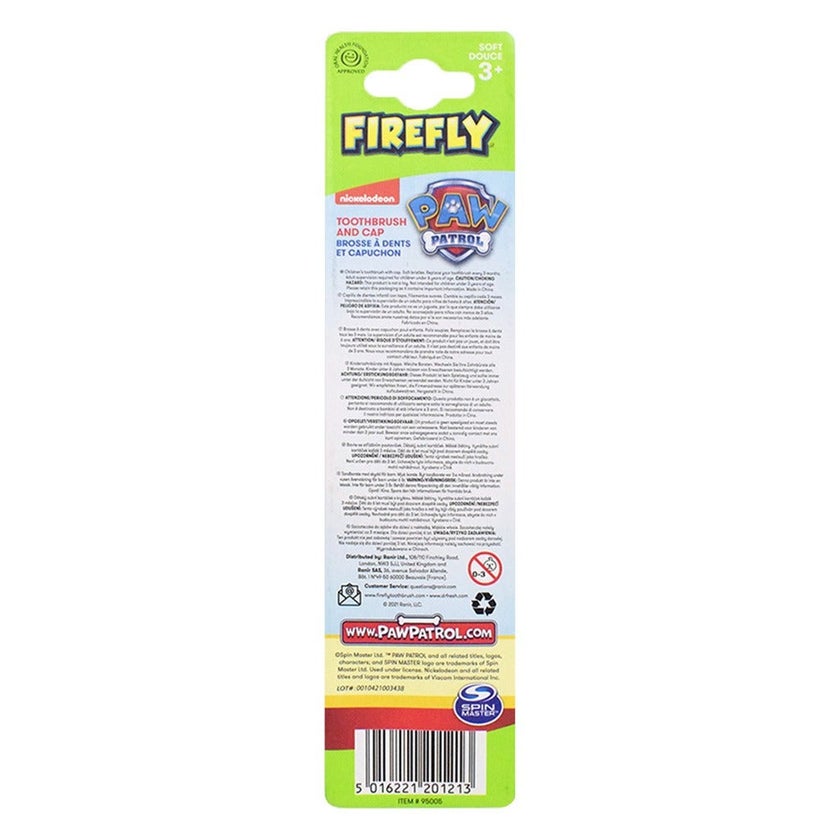 Firefly Paw Patrol Toothbrush & Cap For 3+ Year Kids