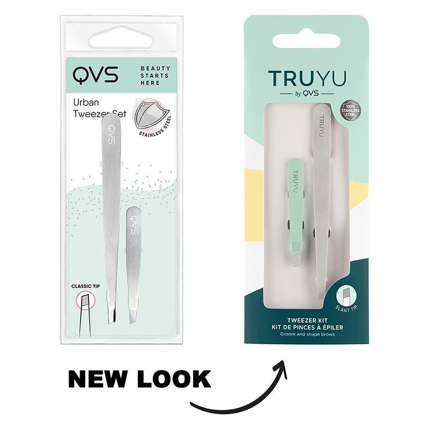 QVS Truyu Slant Tip Tweezer + Micro Tweezer, Tweezer Kit Pack of 2's
