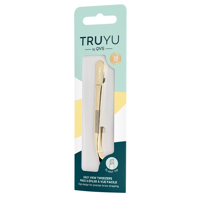 QVS Truyu Slant Tip Easy-View Gold Plated Tweezer