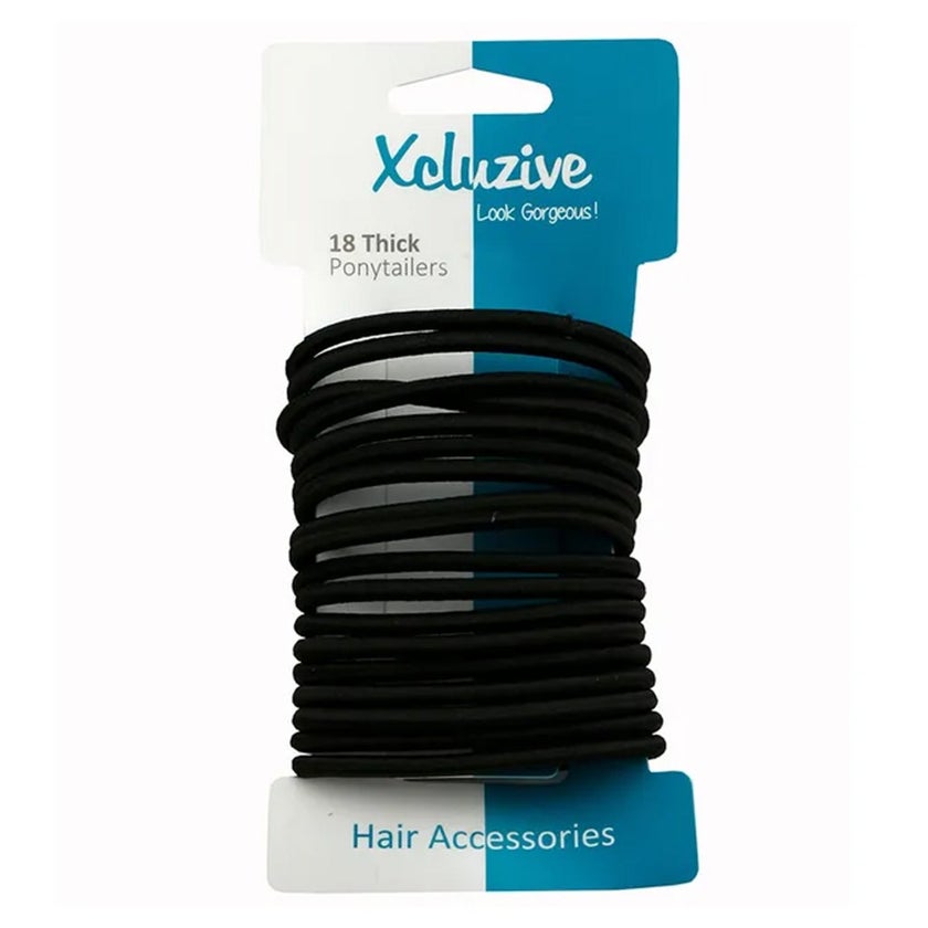 Xcluzive Thick Pony Tailers, Assorted, Pack of 18's