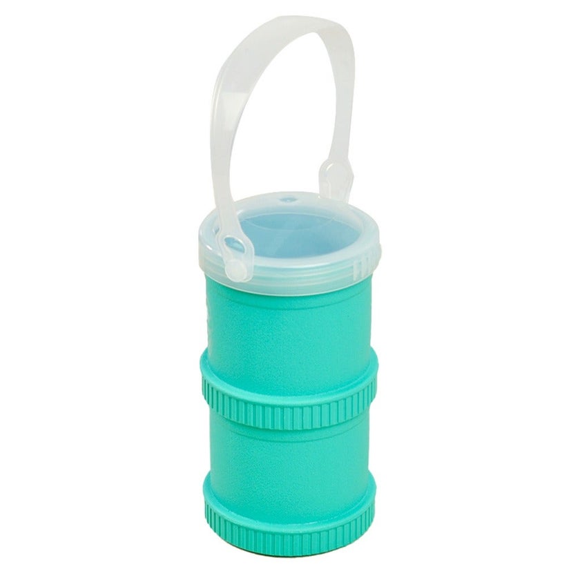 Re Play Portable Snack Stack With Storage & Travel Lid For Toddlers & Kids - Aqua Blue 12804-A