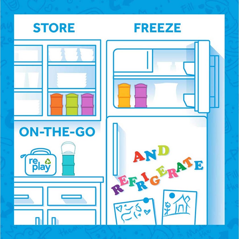 Re Play Portable Snack Stack With Storage & Travel Lid For Toddlers & Kids - Aqua Blue 12804-A