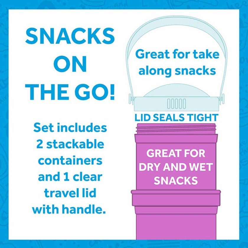 Re Play Portable Snack Stack With Storage & Travel Lid For Toddlers & Kids - Aqua Blue 12804-A