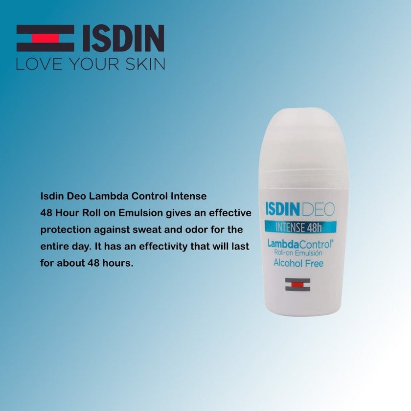 Isdin Deo Lambda Control Intense 48 Hour Alcohol-Free Roll On Emulsion 50ml, 2+1 PROMO PACK