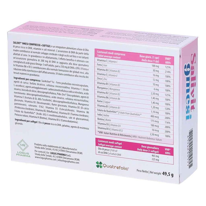 Salivit 9mesi Maternity Supplement, Pack of 30 Multivitamin Tablets + 30 Fish Oil Softgels