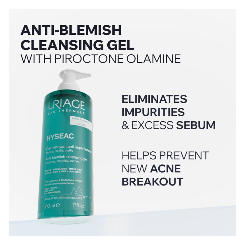 Uriage Hyseac Anti-Blemish Cleansing Gel, Oily Skin - 500ml