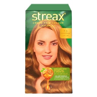Streax Cream Hair Colour With Shine On Conditioner For All Hair Types - Golden Blonde 7.3
