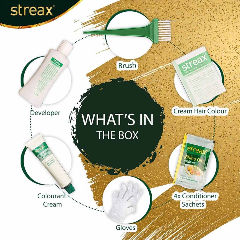 Streax Cream Hair Colour With Shine On Conditioner For All Hair Types - Natural Black 1