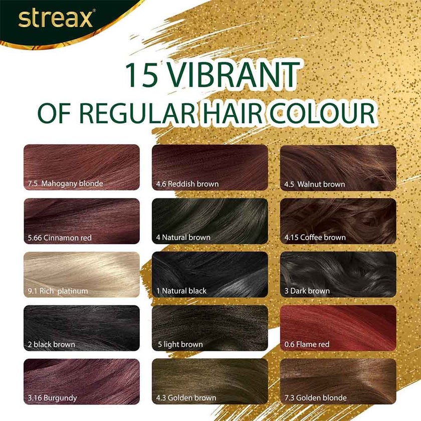 Streax Cream Hair Colour With Shine On Conditioner For All Hair Types - Natural Black 1