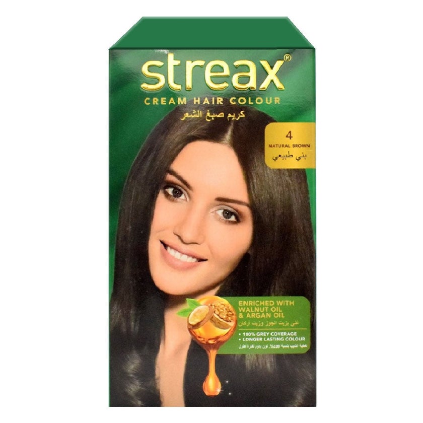 Streax Cream Hair Colour With Shine On Conditioner For All Hair Types - Natural Brown 4