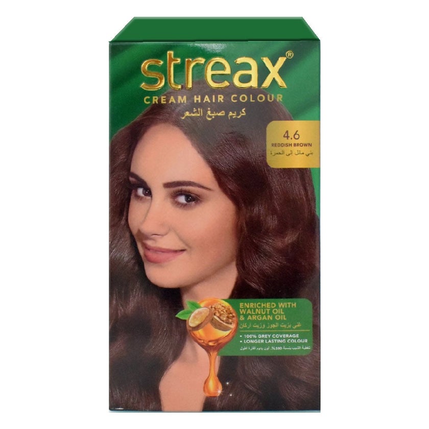 Streax Cream Hair Colour With Shine On Conditioner For All Hair Types - Reddish Brown 4.6