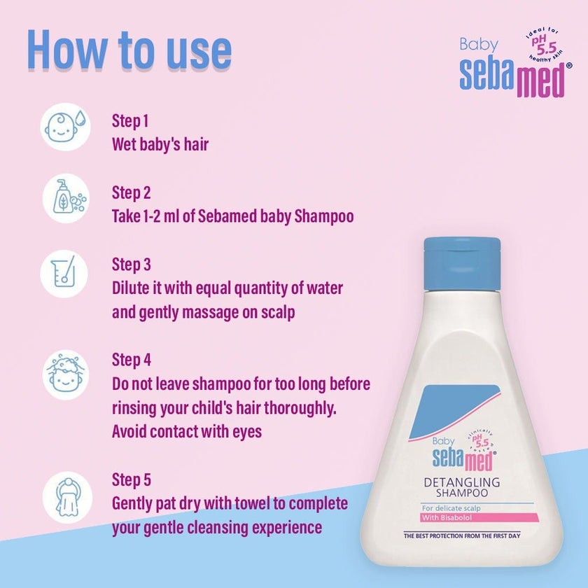 Sebamed Baby Detangling Shampoo With Soothing Bisabolol For Delicate Scalp 250ml