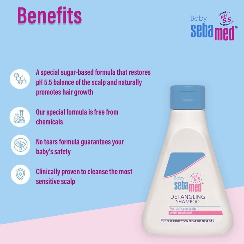 Sebamed Baby Detangling Shampoo With Soothing Bisabolol For Delicate Scalp 250ml