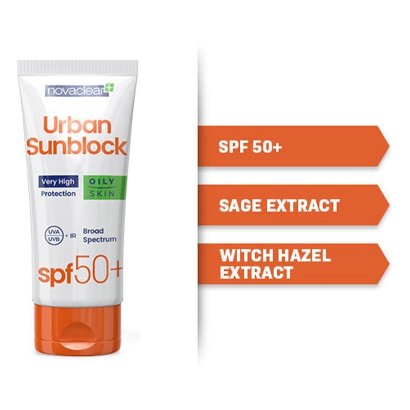 Novaclear Urban Sunblock SPF 50+ Face Sunscreen For Oily Skin 40ml, Value Pack of 1+2's
