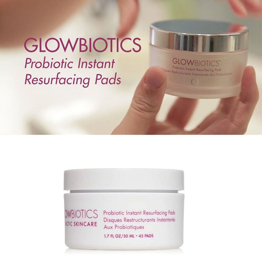 GlowBiotics Probiotic Instant Resurfacing Gentle Facial Exfoliating Pads With AHA, Pack of 45's