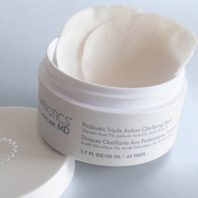 GlowBiotics Probiotic Triple Action Acne Clarifying Pad With Non-Drying AHA & BHA, Pack of 45's