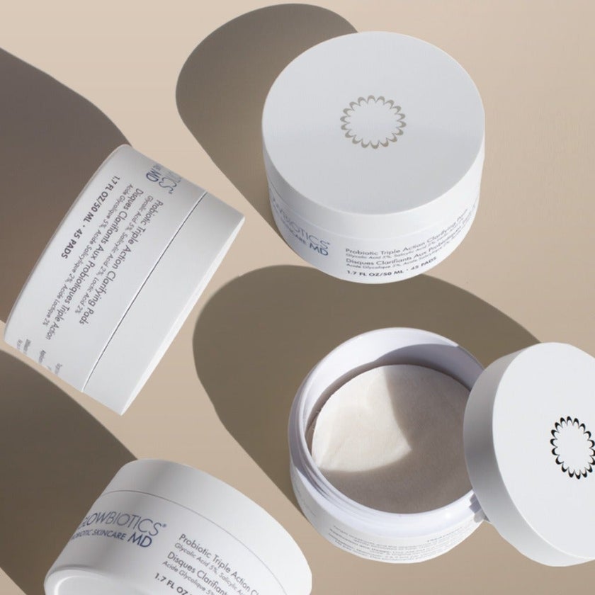 GlowBiotics Probiotic Triple Action Acne Clarifying Pad With Non-Drying AHA & BHA, Pack of 45's