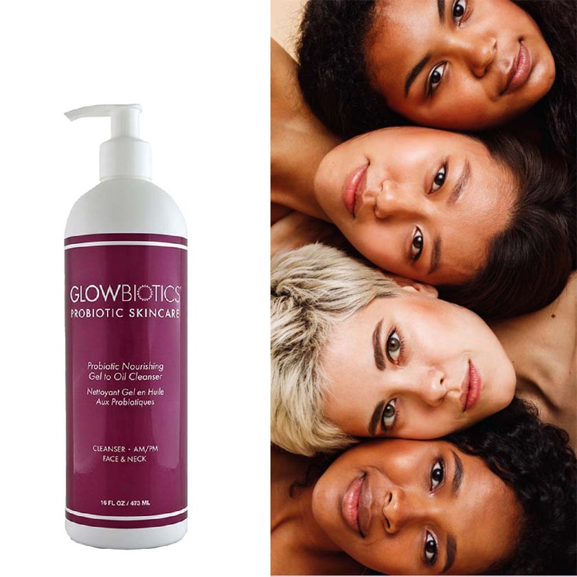 GlowBiotics Probiotic Nourishing Gel to Oil Face Cleanser For Dry, Normal & Sensitive Skin 473ml