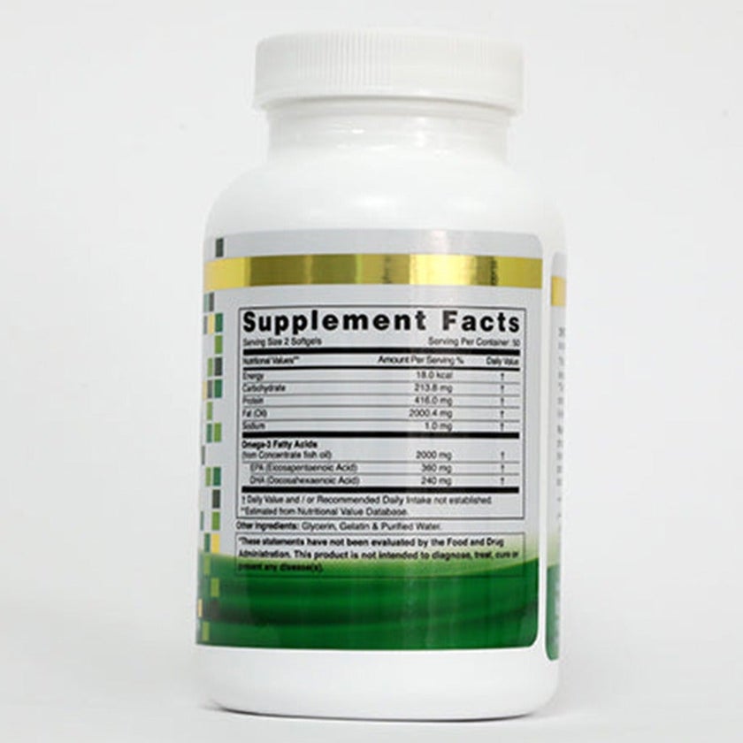 Natural Fervor Omega 3 Omega 3 2000mg Per Serving Fish Oil Supplement Softgels, Pack of 100's