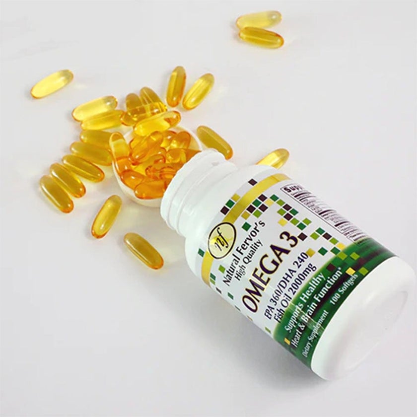 Natural Fervor Omega 3 Omega 3 2000mg Per Serving Fish Oil Supplement Softgels, Pack of 100's