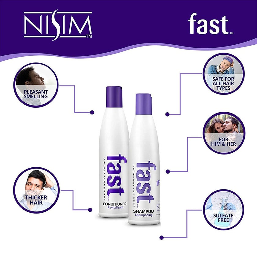 Nisim FAST Fortified Amino Scalp Therapy 300ml Sulfate Free Shampoo & Conditioner, Pack of 2's